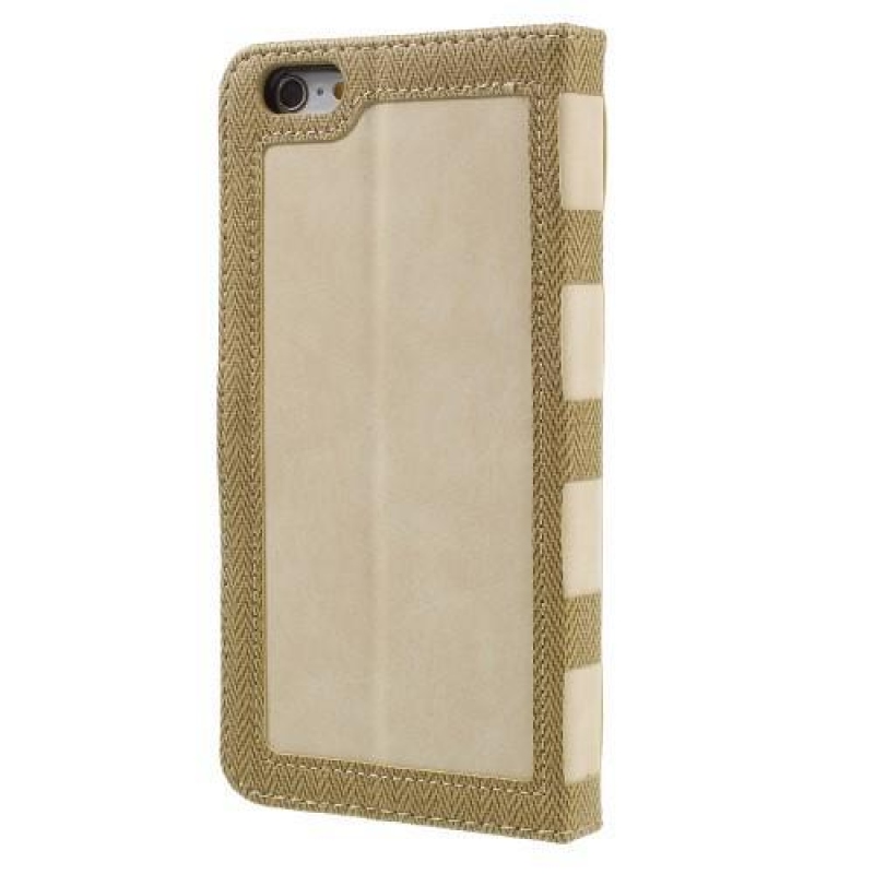 Keret PU bőr elegáns tok iPhone 6 Plus és 6s Plus készülékhez - bézs színben