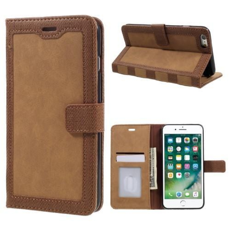 Keret PU bőrből készült elegáns tok iPhone 6 Plus és 6s Plus készülékhez - barna színben