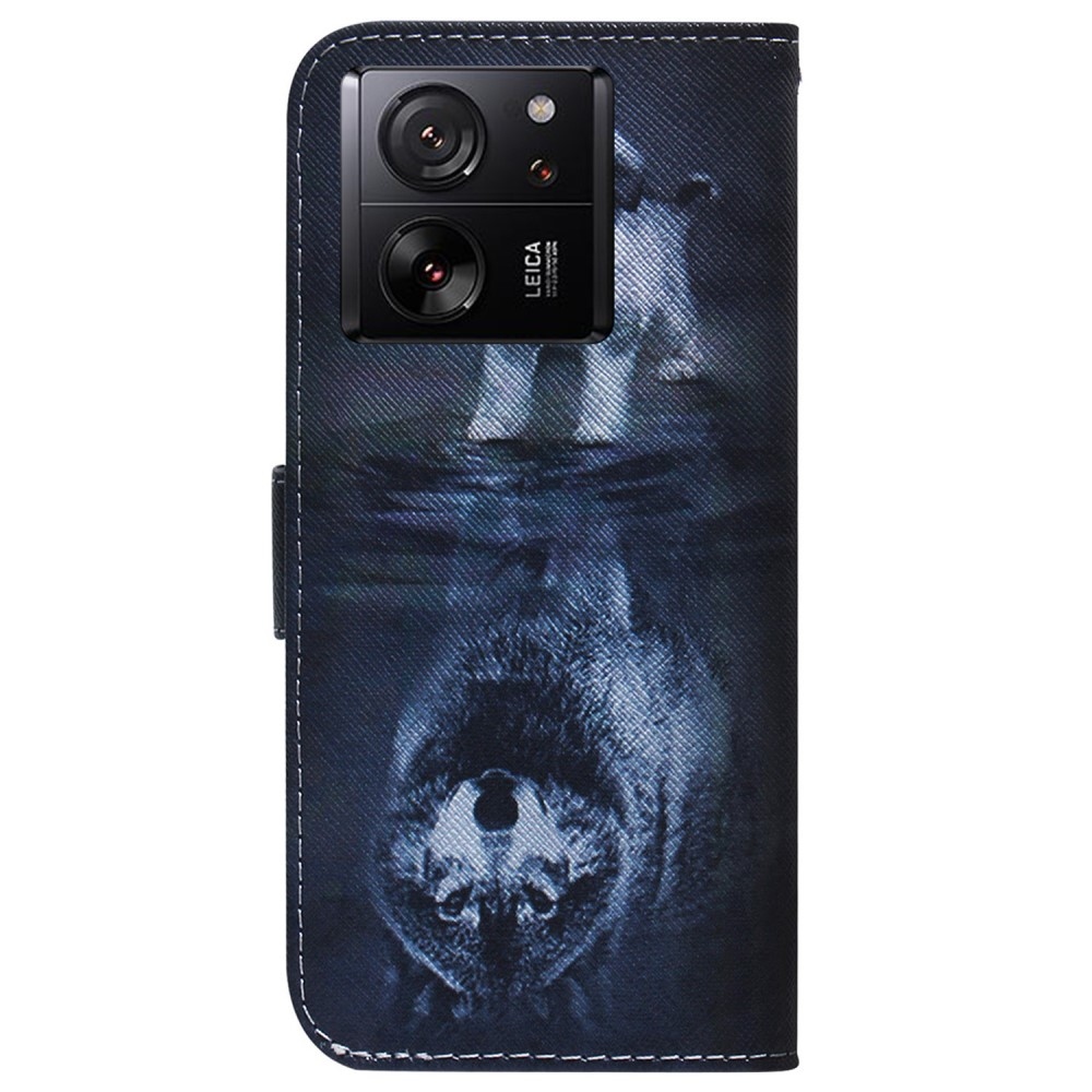 Printy könyv tok a Xiaomi 13T/13T Pro számára - kiskutya és farkas tükörkép