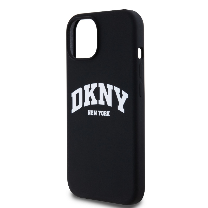 DKNY Liquid Silicone Arch Logo MagSafe hátlapi borító iPhone 15-hez Fekete
