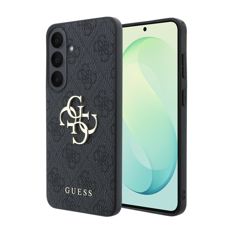 Guess PU 4G Metal Logo hátsó tok a Samsung Galaxy S26 FE-hez, fekete