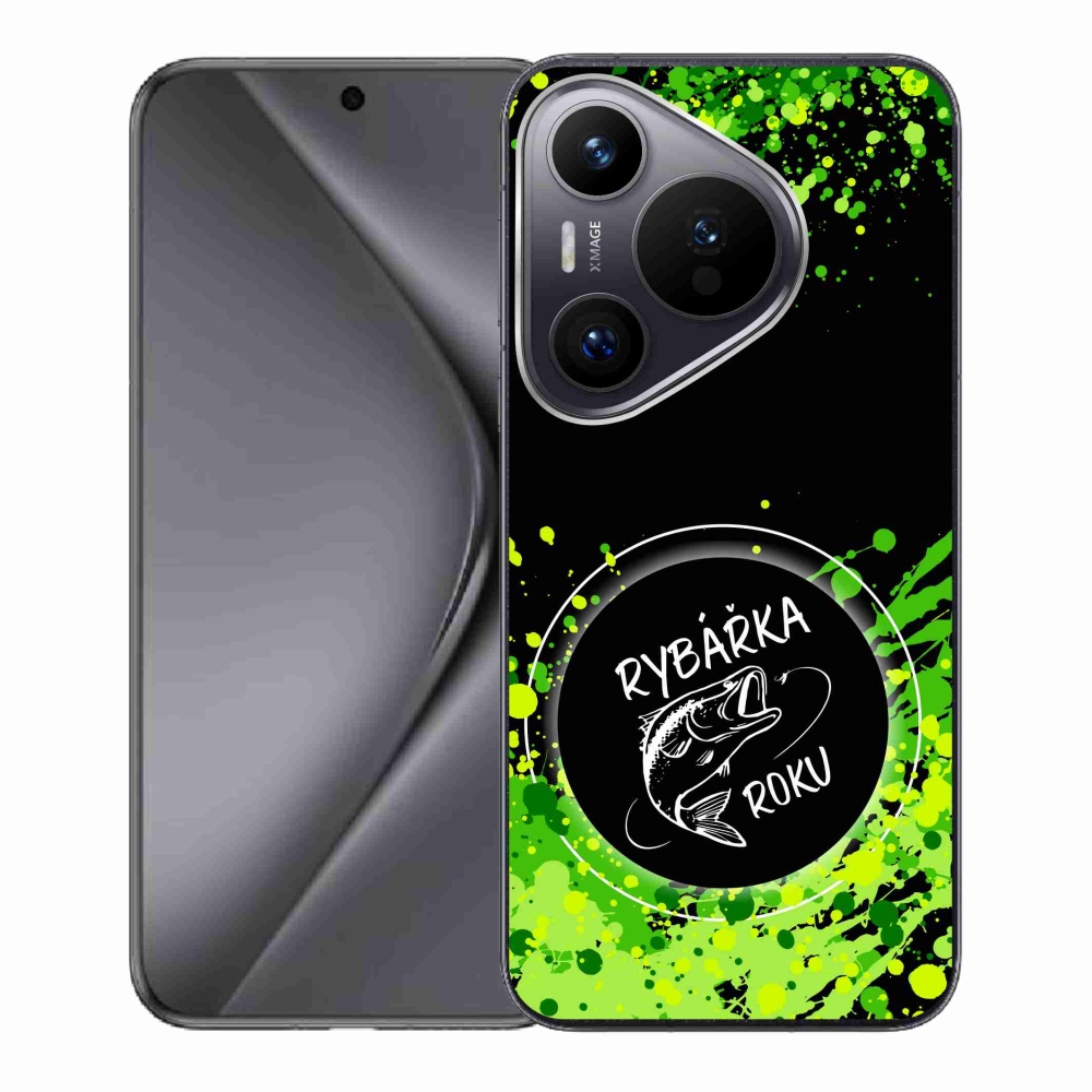 Gél borító mmCase a Huawei Pura 70-en - az év horgásza fekete háttérrel