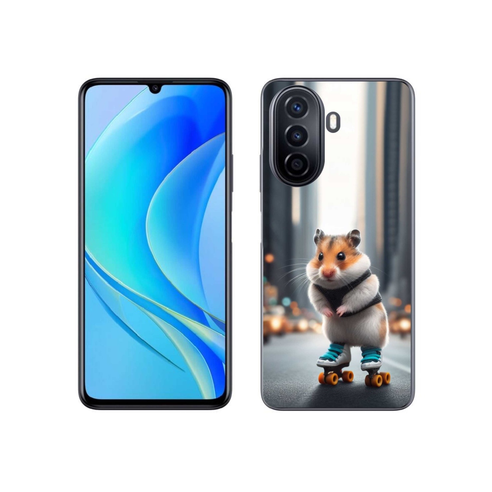 Gél borítás mmCase a Huawei Nova Y70-en - hörcsög a korcsolyán