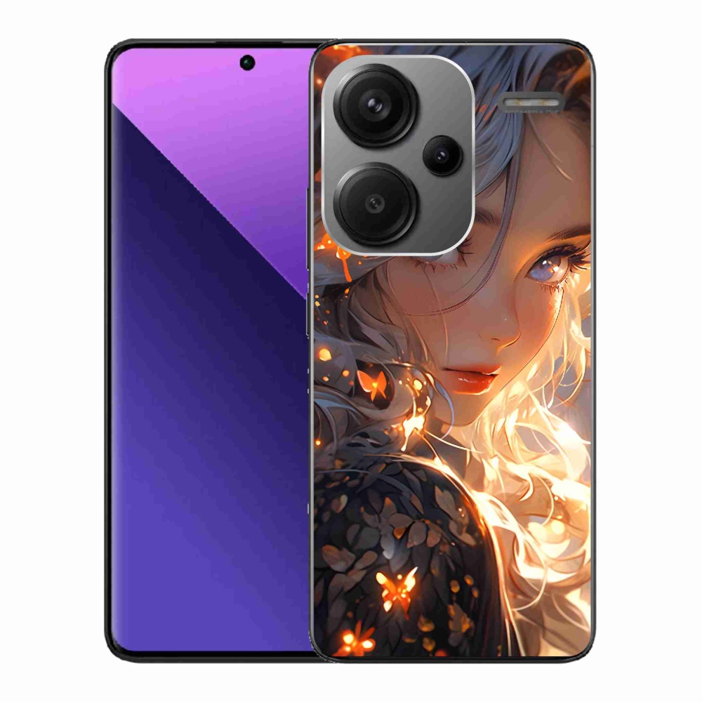 Gél borító mmCase a Xiaomi Redmi Note 13 Pro+ 5G számára - lány és pillangók