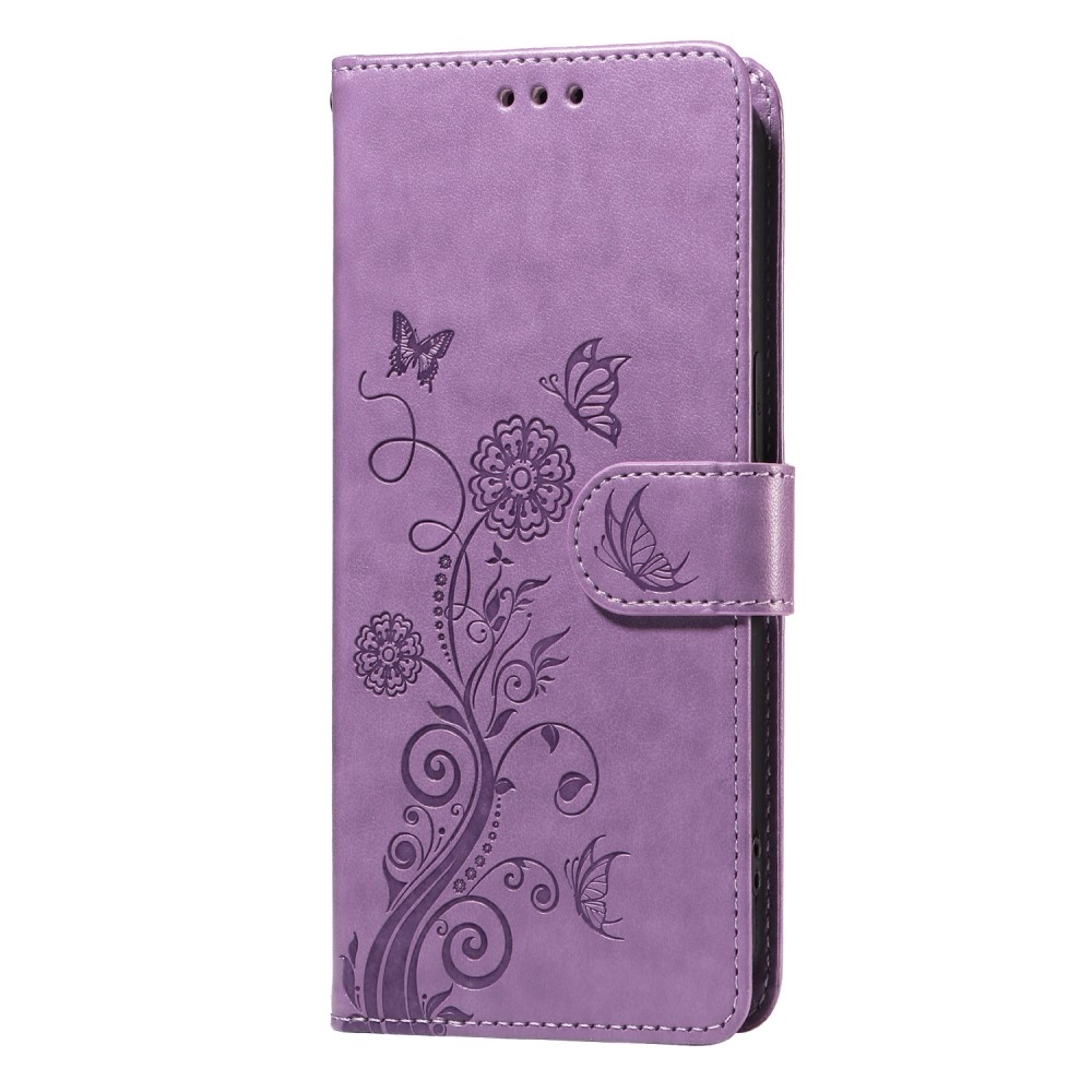 Virágos könyvtáska a Realme 14x 5G/Realme C75 készülékhez - lila