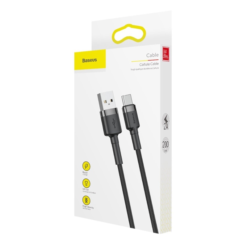 Baseus Cafule sorozatú adatkábel USB-A - USB-C 2A 2m szürke/fekete