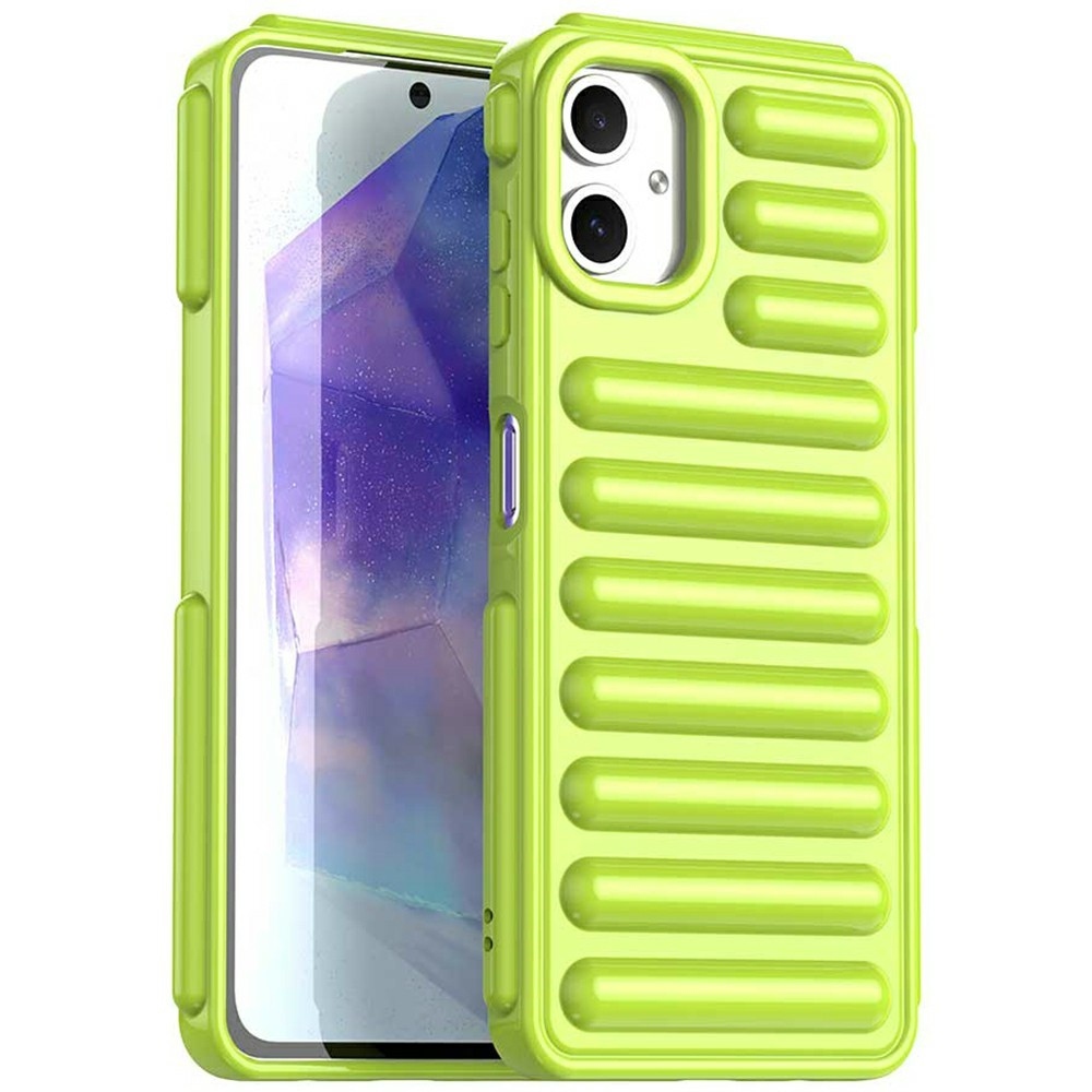 Csíkos tartós borító Samsung Galaxy A06 4G készülékhez - zöld