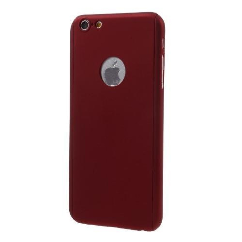 Teljes műanyag tok edzett üveggel iPhone 6s Plus és 6 Plus készülékhez - piros színben