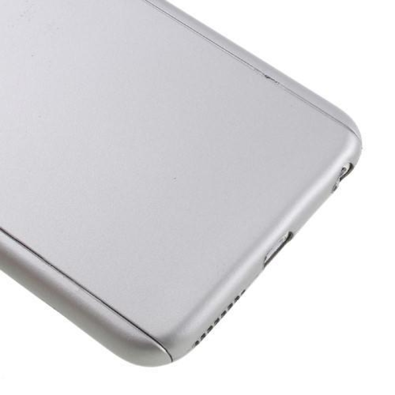 Teljes műanyag tok edzett üveggel iPhone 6s Plus és 6 Plus készülékhez - ezüst színű