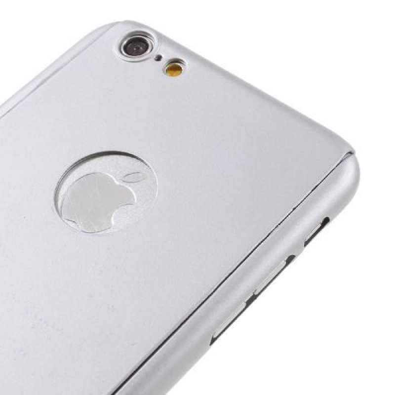 Teljes műanyag tok edzett üveggel iPhone 6s Plus és 6 Plus készülékhez - ezüst színű