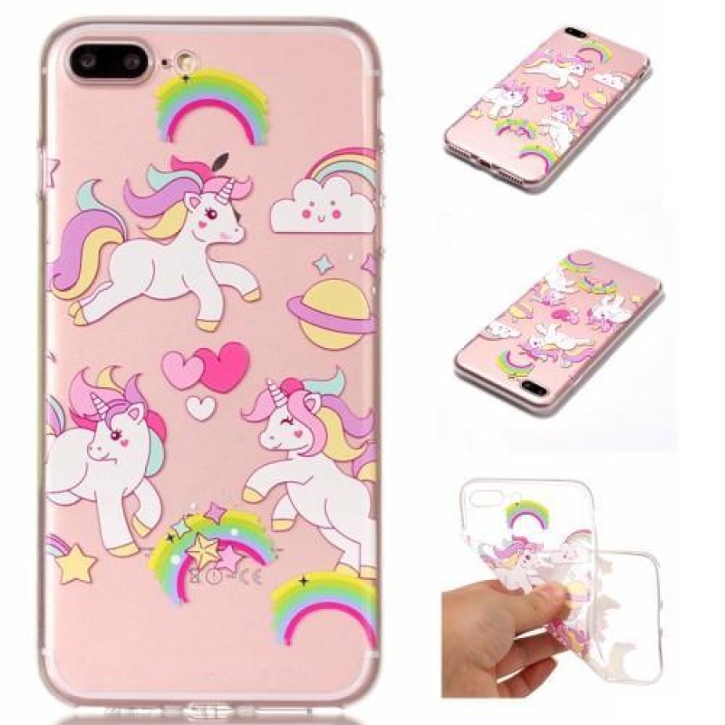 Vicces zselés tok iPhone 8 Plus és iPhone 7 Plus készülékhez - egyszarvúak és szívek