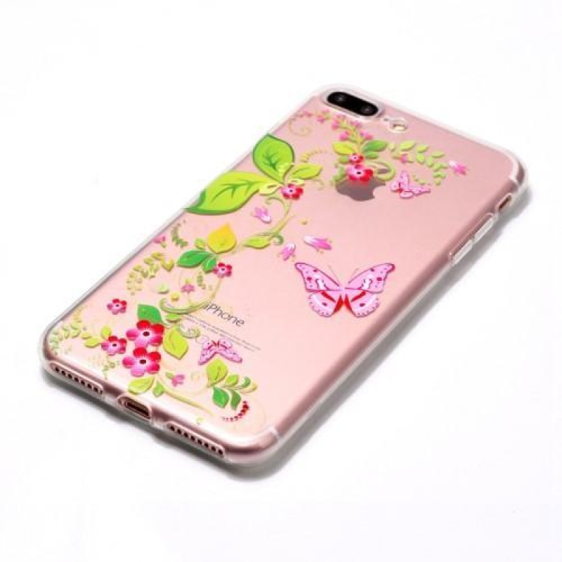 Vicces zselés tok iPhone 8 Plus és iPhone 7 Plus készülékhez - pillangók és virágok