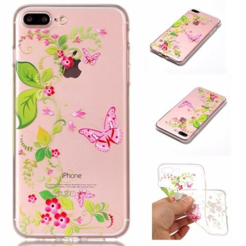 Vicces zselés tok iPhone 8 Plus és iPhone 7 Plus készülékhez - pillangók és virágok