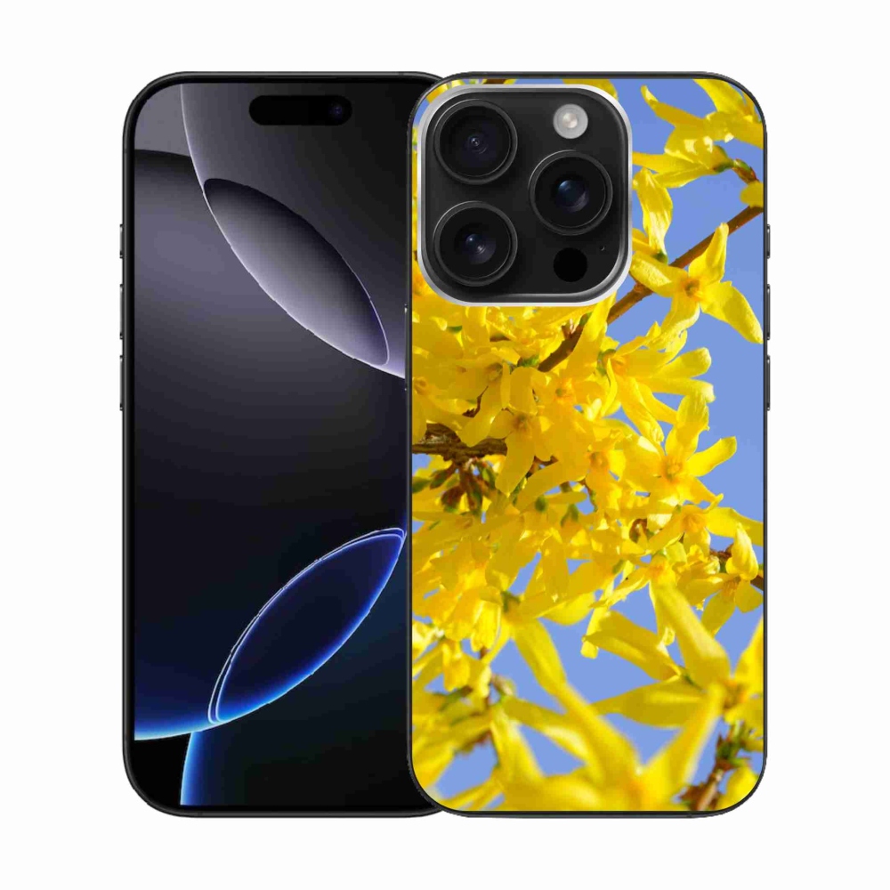 Gél borítás mmCase iPhone 16 Pro készülékhez - sárga virágok