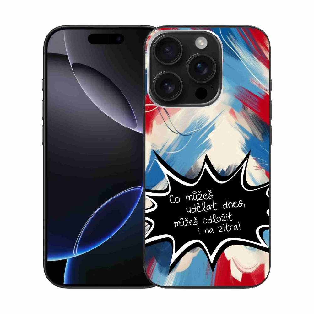 Gél borítás mmCase iPhone 16 Pro készülékhez - vicces szöveg 9 fekete háttér