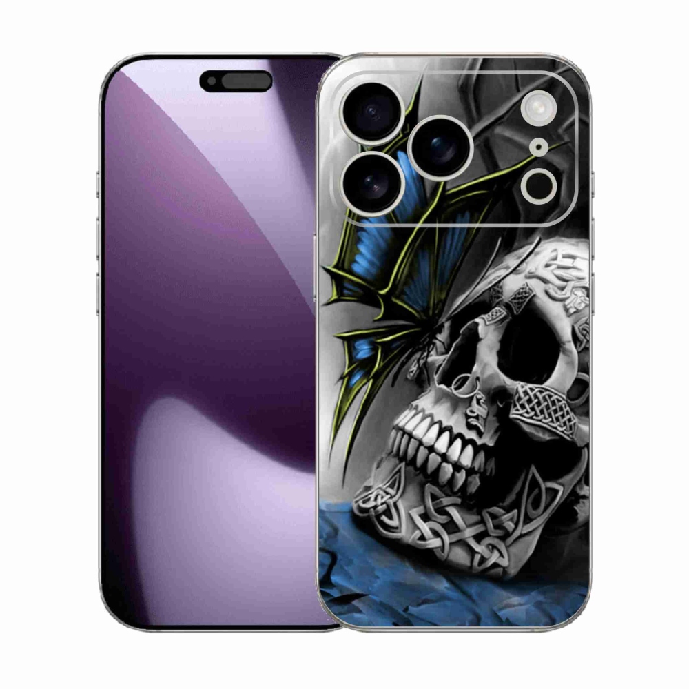 Gél borítás mmCase iPhone 17 Pro készülékhez - pillangó és koponya