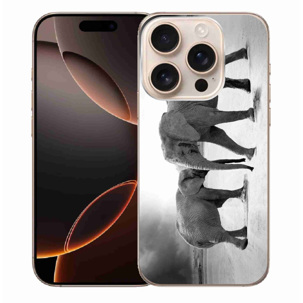 Zselés borítás mmCase iPhone 16 Pro Max készülékhez - fekete és fehér elefántok
