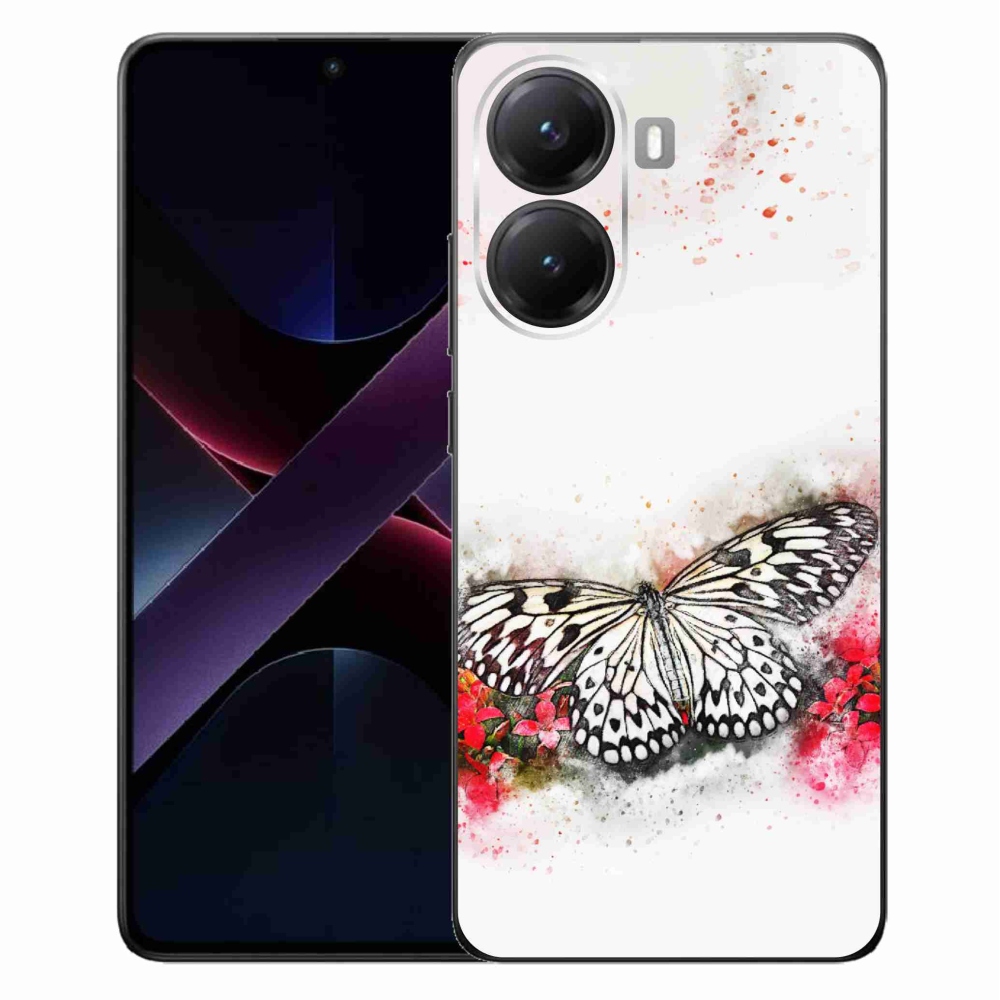 Gél borítás mmCase a Xiaomi Poco X7 Pro 5G számára - fekete és fehér pillangó