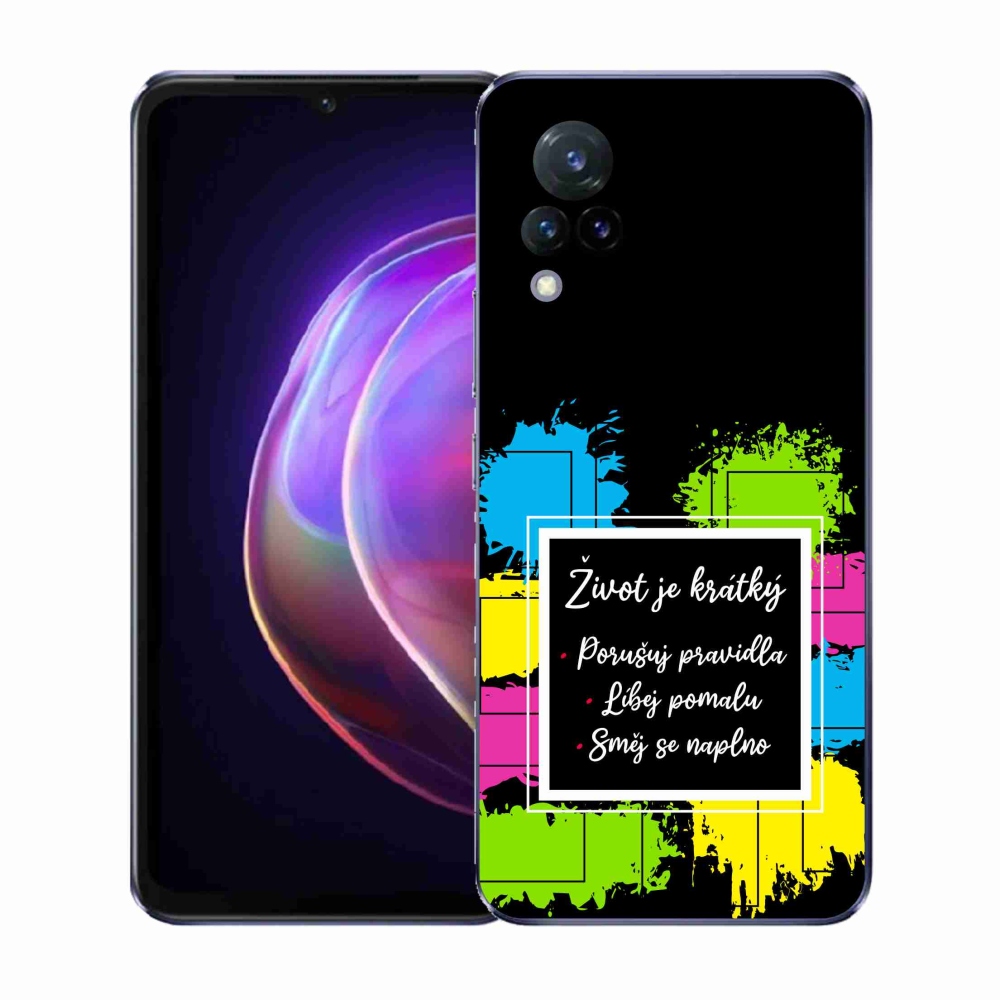 Gél borítás mmCase a Vivo V21 4G/5G - Idézet 5 fekete háttérrel