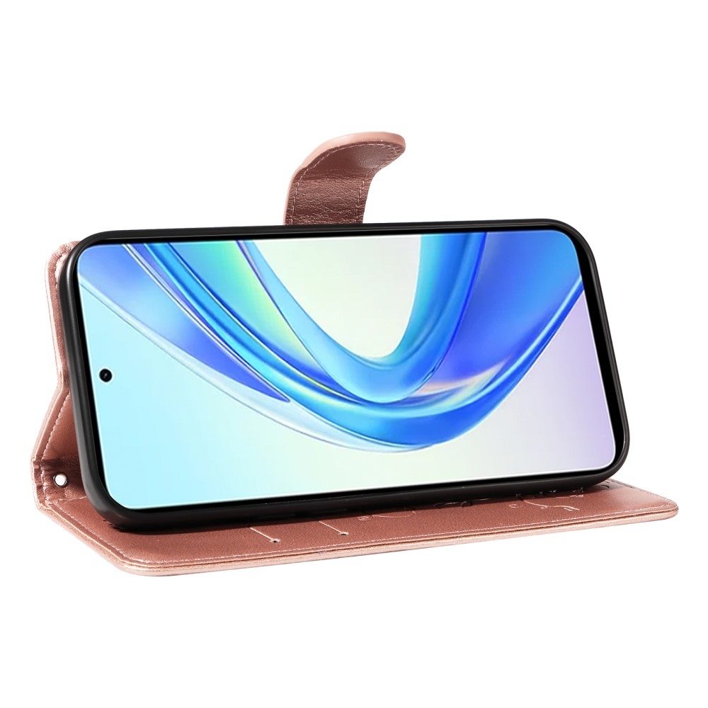 Virágok könyvtáska Honor X7b/Honor 90 Smart - rózsaarany