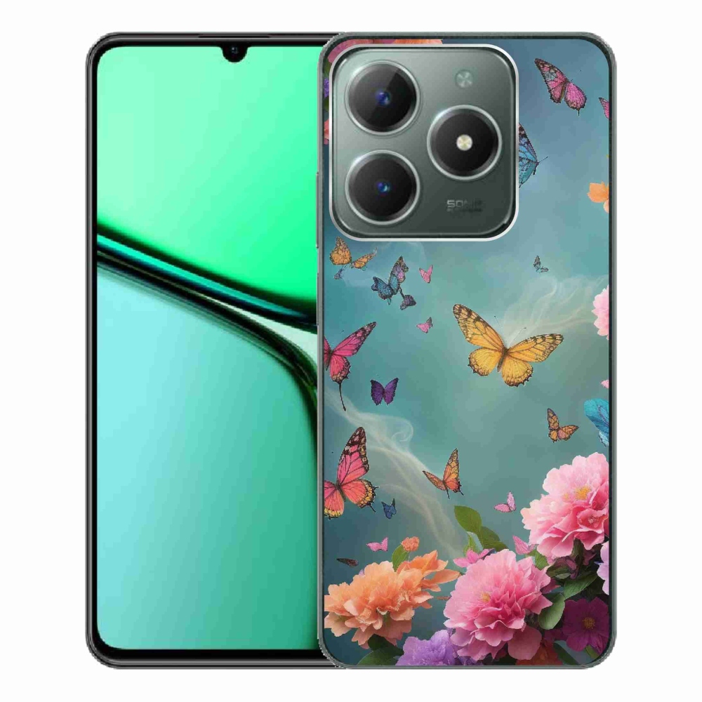 Gél borító mmCase a Realme C61 készülékhez - színes virágok és pillangók