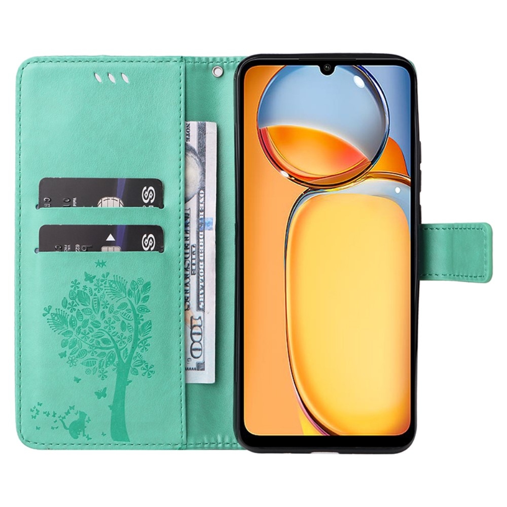 Fák könyvtáska Xiaomi Poco C65/Redmi 13C - teal színben