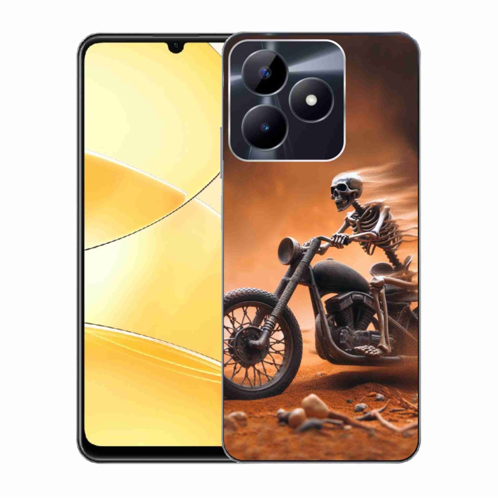 Gél borítás mmCase a Realme C51/C53 készülékhez - csontváz motorkerékpáron