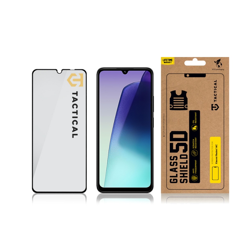 Taktikai üvegpajzs 5D üveg a Xiaomi Redmi 14C 4G/A4 5G/Poco C75 Fekete számára