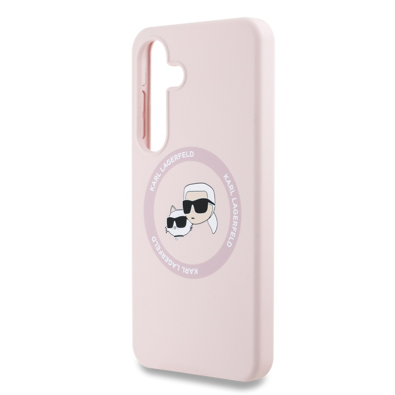 Karl Lagerfeld Liquid Silicone K&CH Heads MagSafe hátlap Samsung Galaxy S25 rózsaszínű hátlaphoz