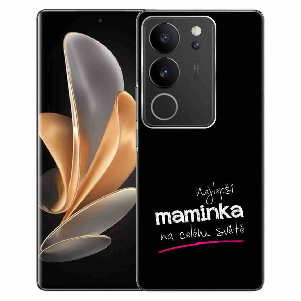 Gélburkolat mmCase a Vivo V29 5G-n - legjobb anya 4 fekete háttérrel