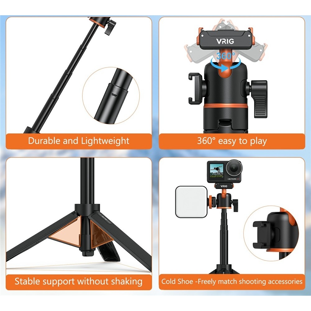 VRIG mágneses gyorskioldós állvány DJI Osmo Action 5 Pro, 4 és 3 kamerákhoz