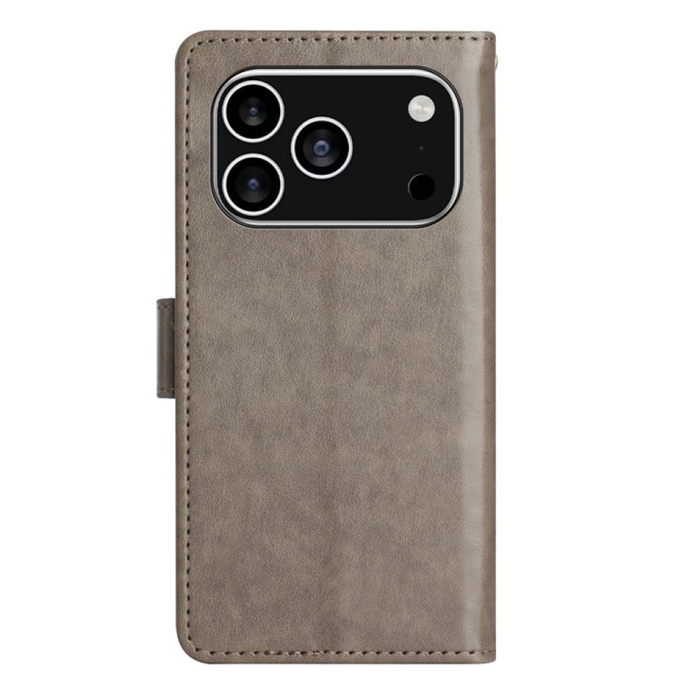 Virágok könyvtáska iPhone 17 Pro készülékhez - szürke