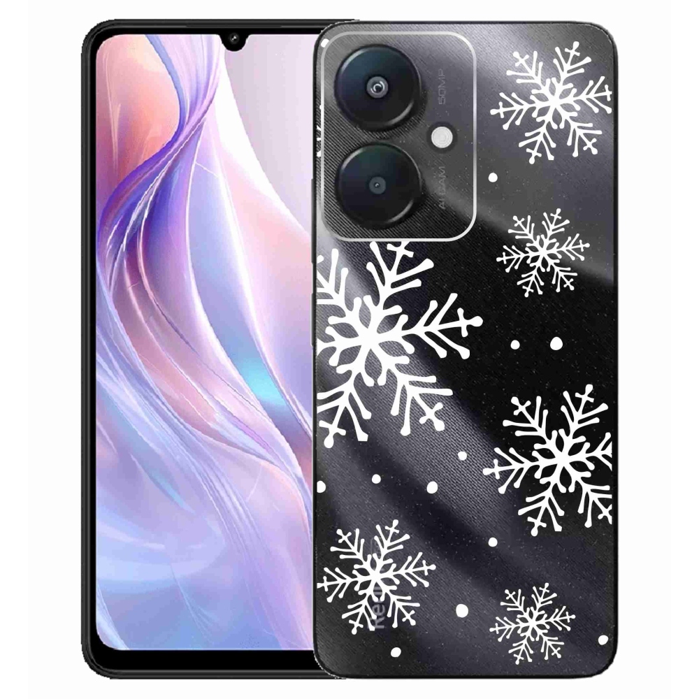 Gél borítás mmCase a Xiaomi Redmi 13C 5G számára - fehér pelyhek átlátszó háttéren