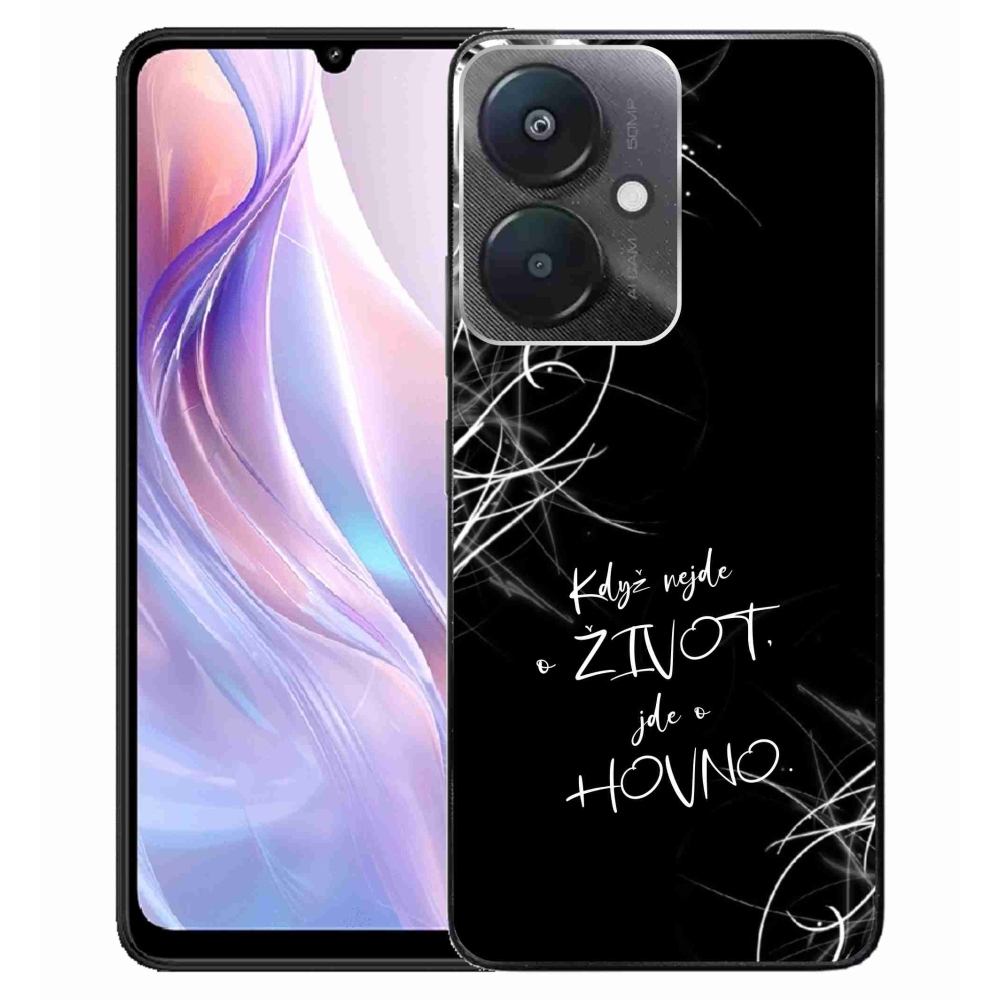 Gél borító mmCase a Xiaomi Redmi 13C 5G-hez - vicces szöveg 16 fekete háttérrel