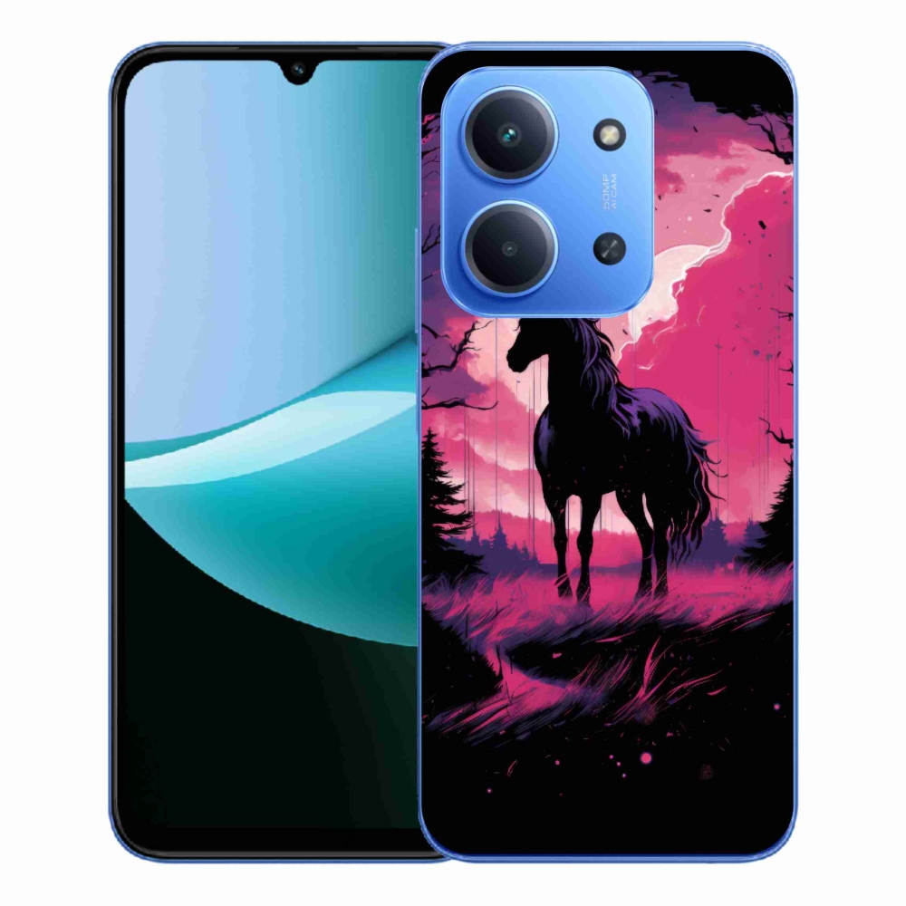 Gél borító mmCase a Xiaomi Redmi 15C 4G/5G (173mm) - fekete rajzfilm ló 1