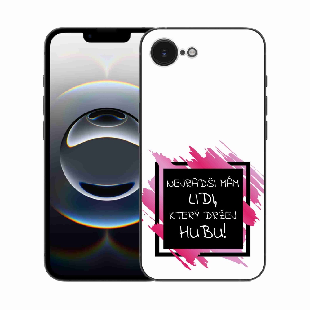 Gél borító mmCase iPhone 16e készülékhez - vicces szöveg 7 fekete-fehér háttérrel