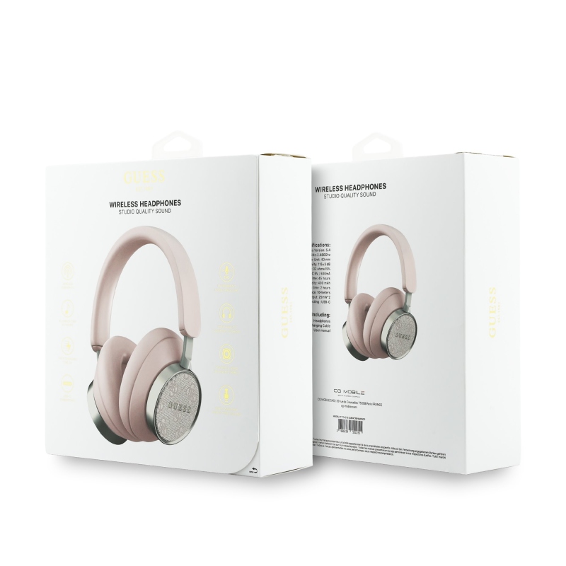 Guess PU bőr 4G Classic Logo ENC vezeték nélküli fejhallgató rózsaszín