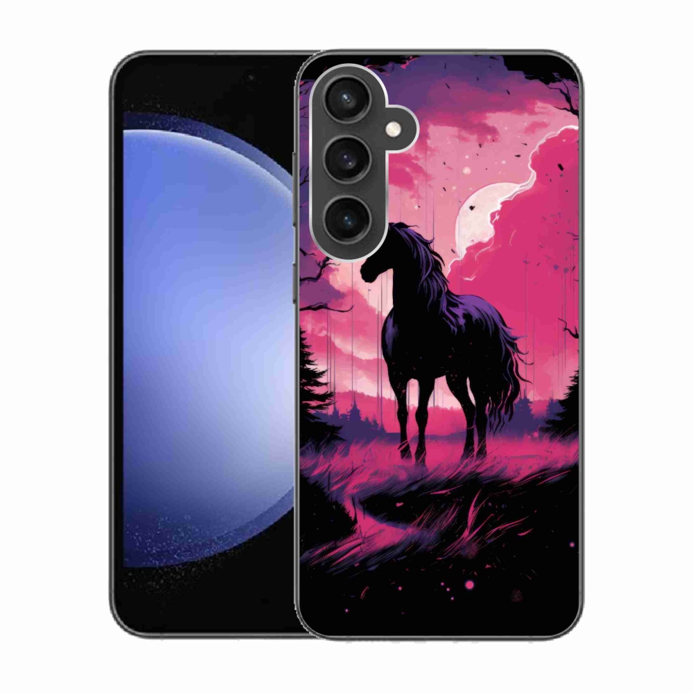 Zselés borítás mmCase Samsung Galaxy S23 FE - fekete rajzfilm ló 1