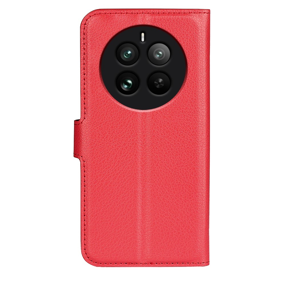 Litchi könyvtáska a Realme 12 Pro 5G/12 Pro+ 5G 12 Pro+ 5G készülékhez - piros