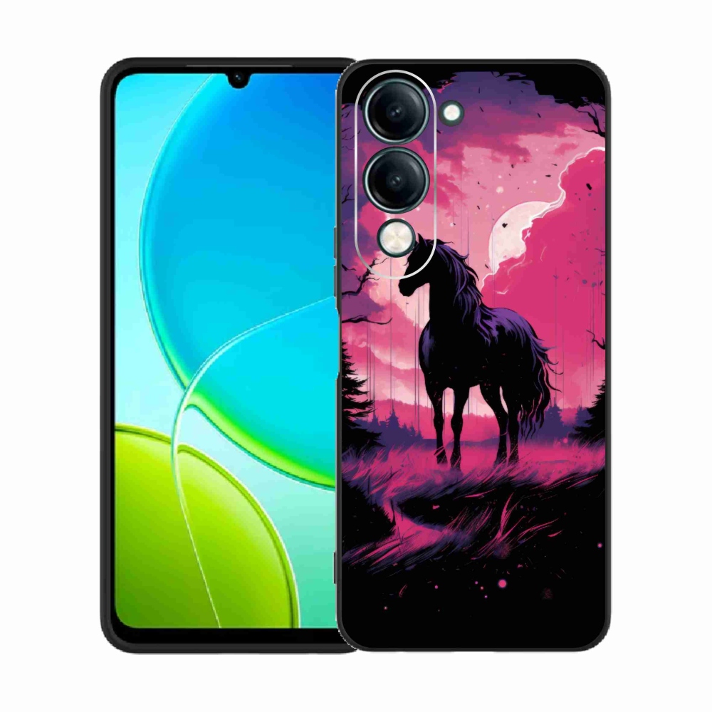 Zselés borítás mmCase a Vivo Y29s 5G-hez - fekete rajzfilm ló 1