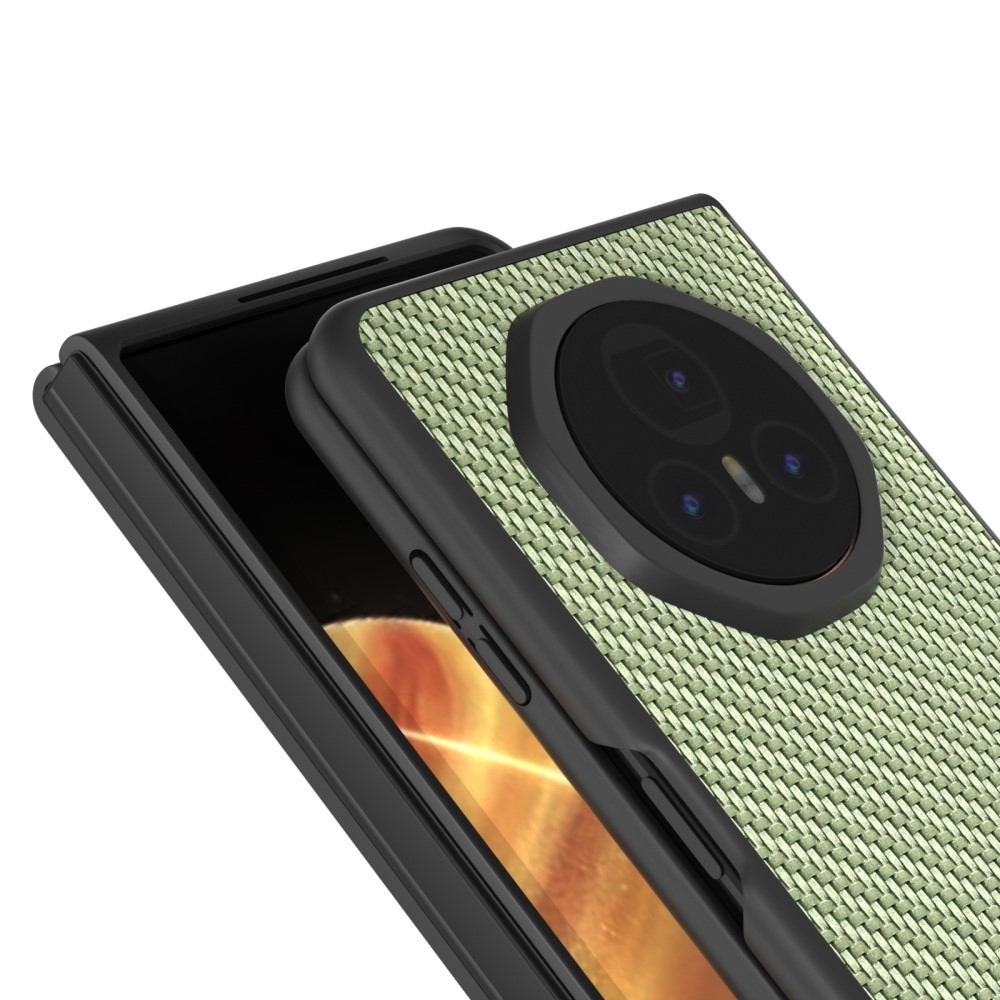 Szénszálas műanyag tok műbőrrel Honor Magic V3-hoz - zöld