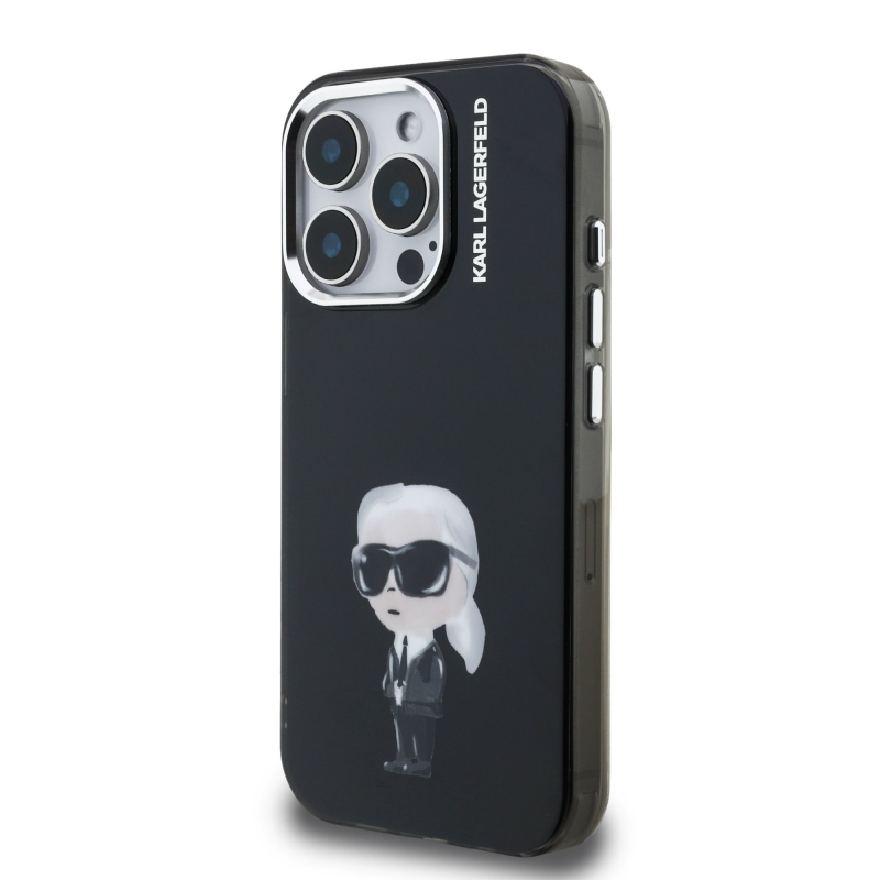 Karl Lagerfeld IML Aquarelle Karl hátlap iPhone 15 Pro Max készülékhez Fekete