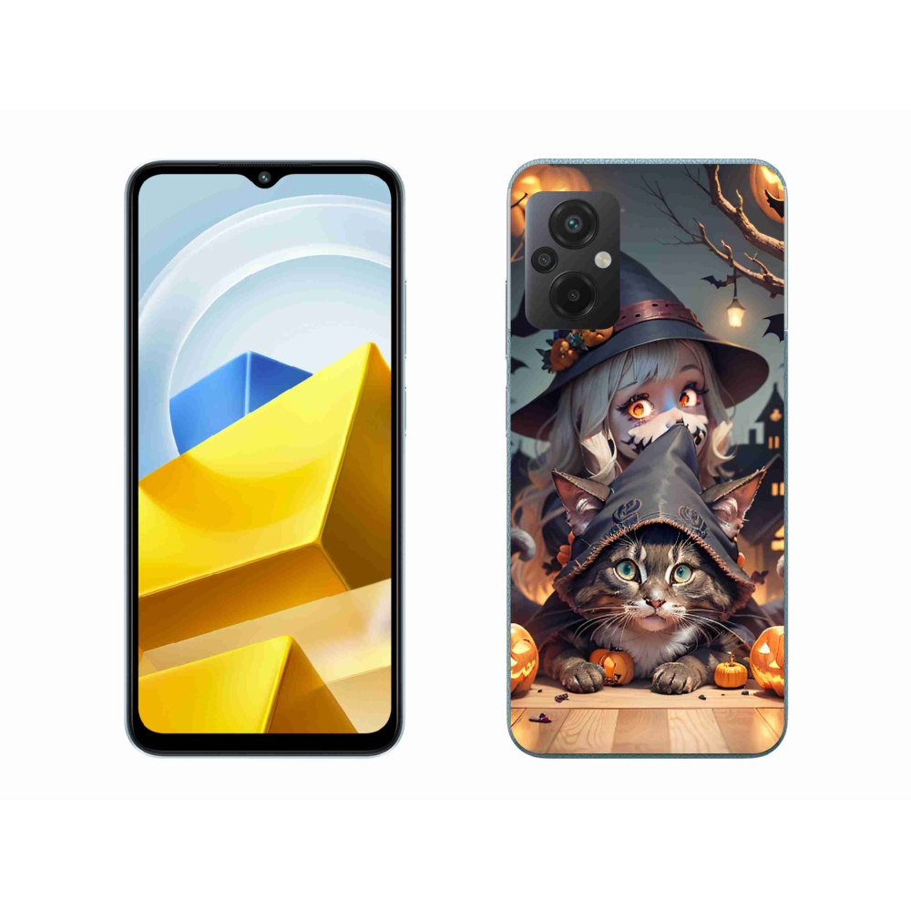 Gél borítás mmCase a Xiaomi Poco M5 4G-hez - boszorkány macskával