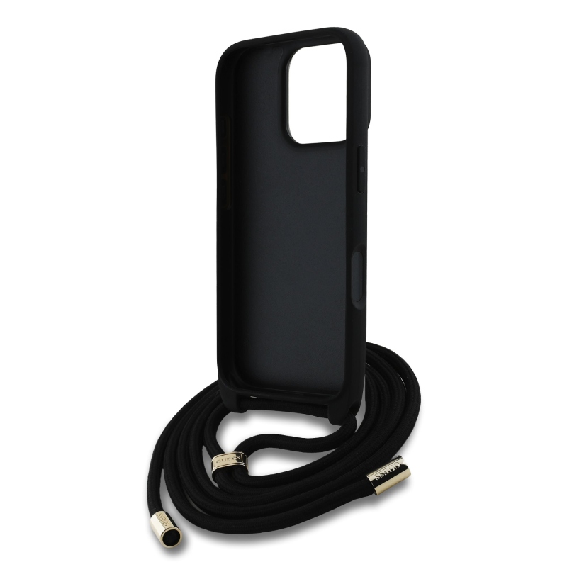 Guess PU 4G fém logó fém keresztpánt hátlapi borító iPhone 16 Pro barna színűre