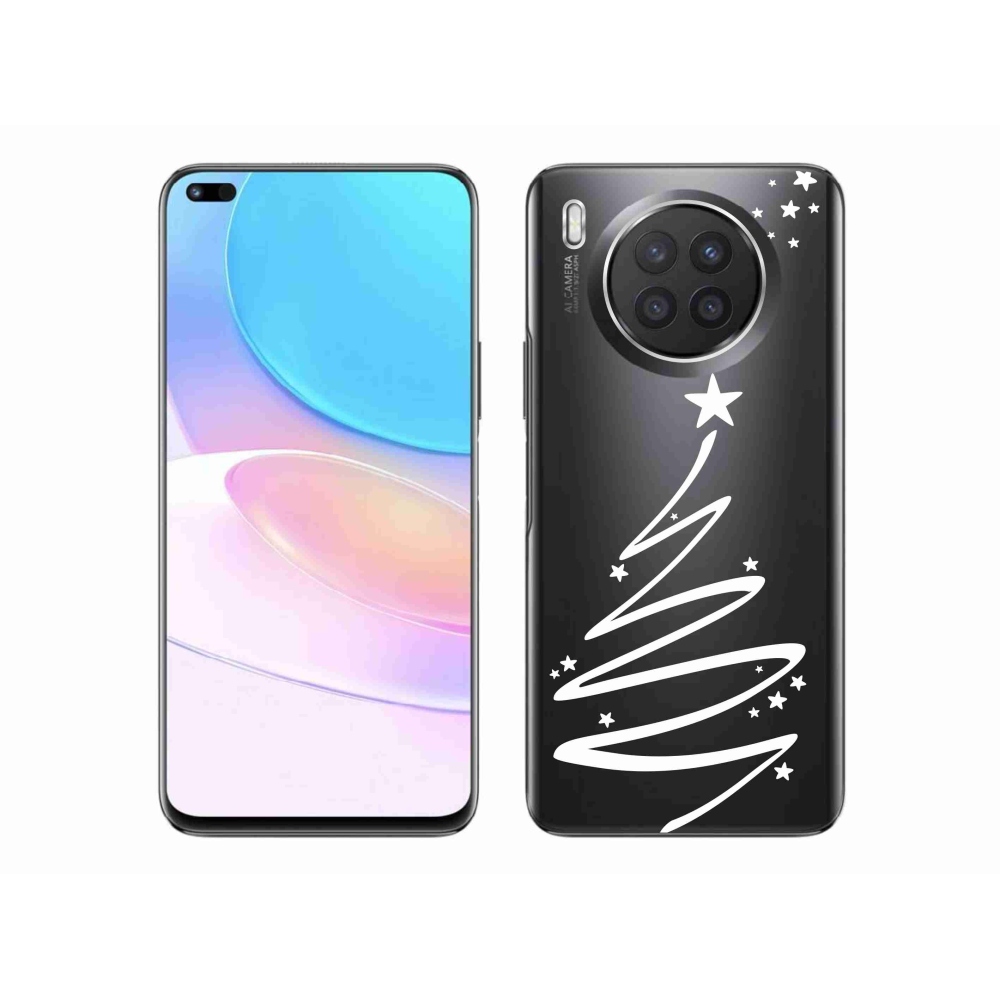 Gél borító mmCase a Huawei Nova 8i készülékhez - fehér fa átlátszó háttéren