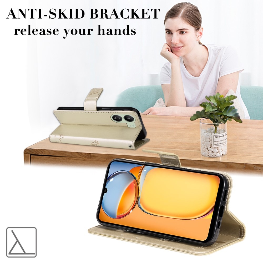 Fák könyv tok Xiaomi Poco C65/Redmi 13C - arany színű