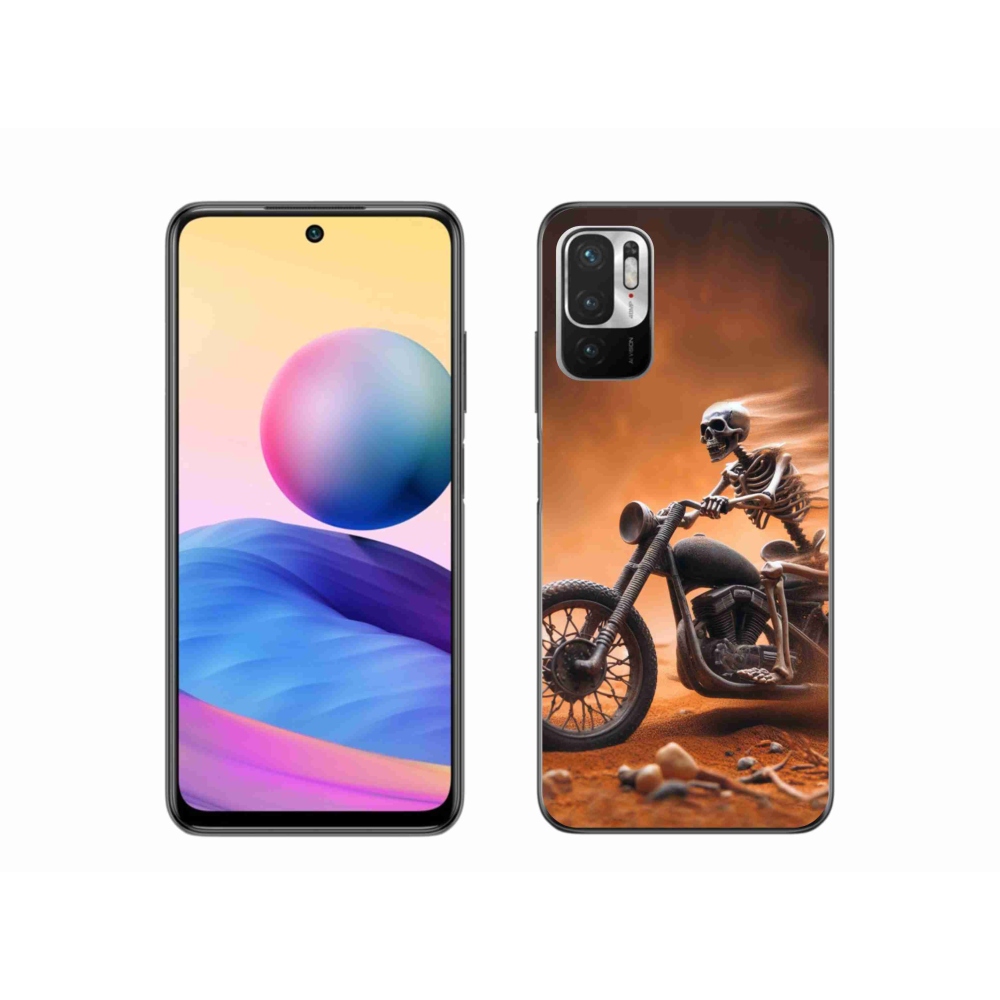 Gél borítás mmCase a Xiaomi Redmi Note 10 5G-hez - csontváz egy motorkerékpáron