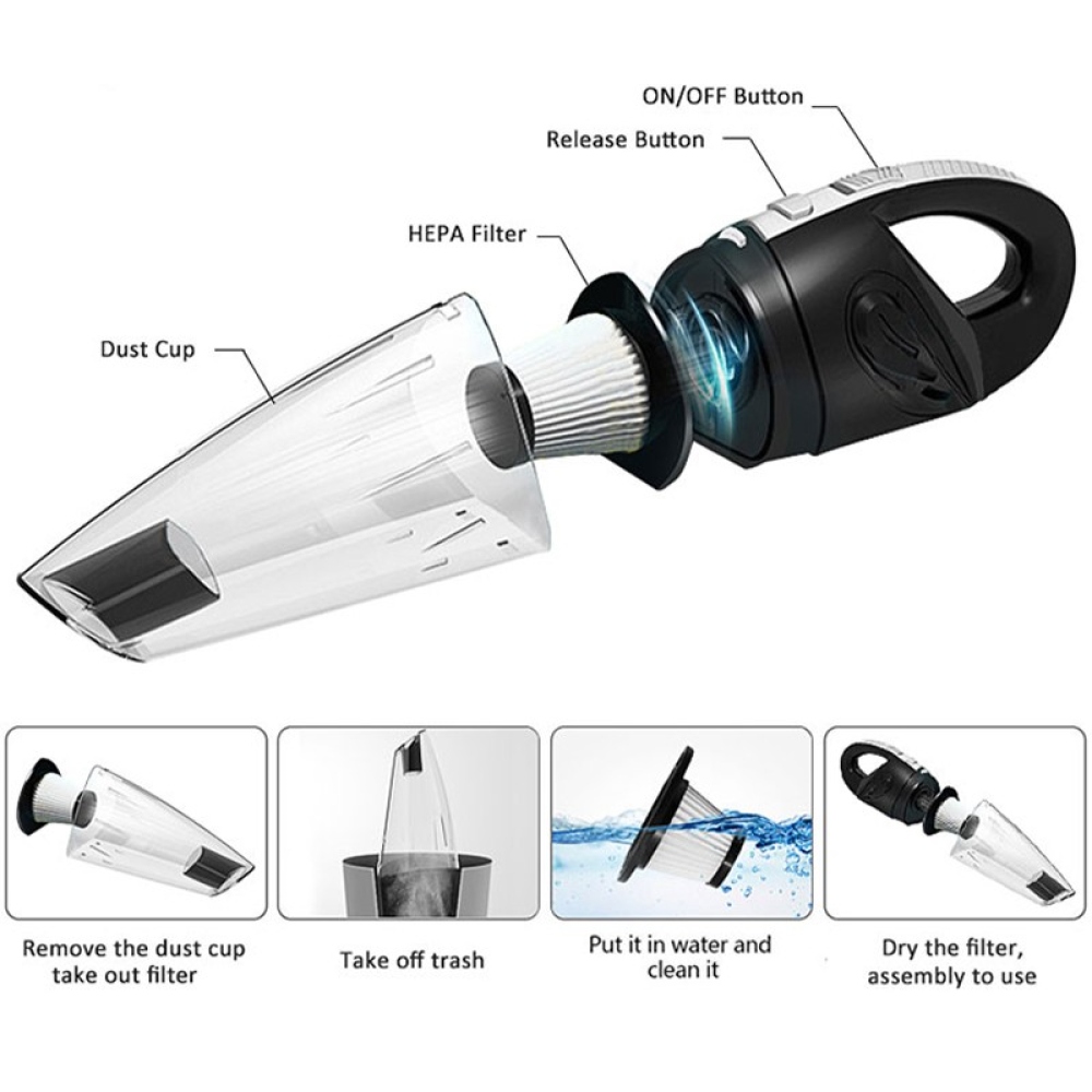 Bezdrôtový ručný vysávač do auta 120W - USB-C