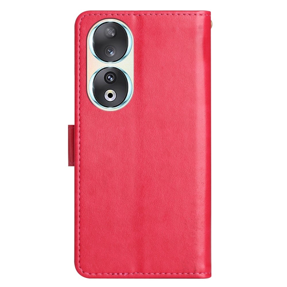 Virágok könyvtáska Honor 90-hez - piros