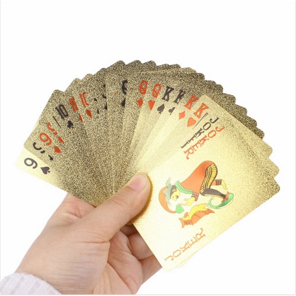 Vízálló műanyag játékkártyák 100 dolláros, aranyozott kivitelben, 54 db